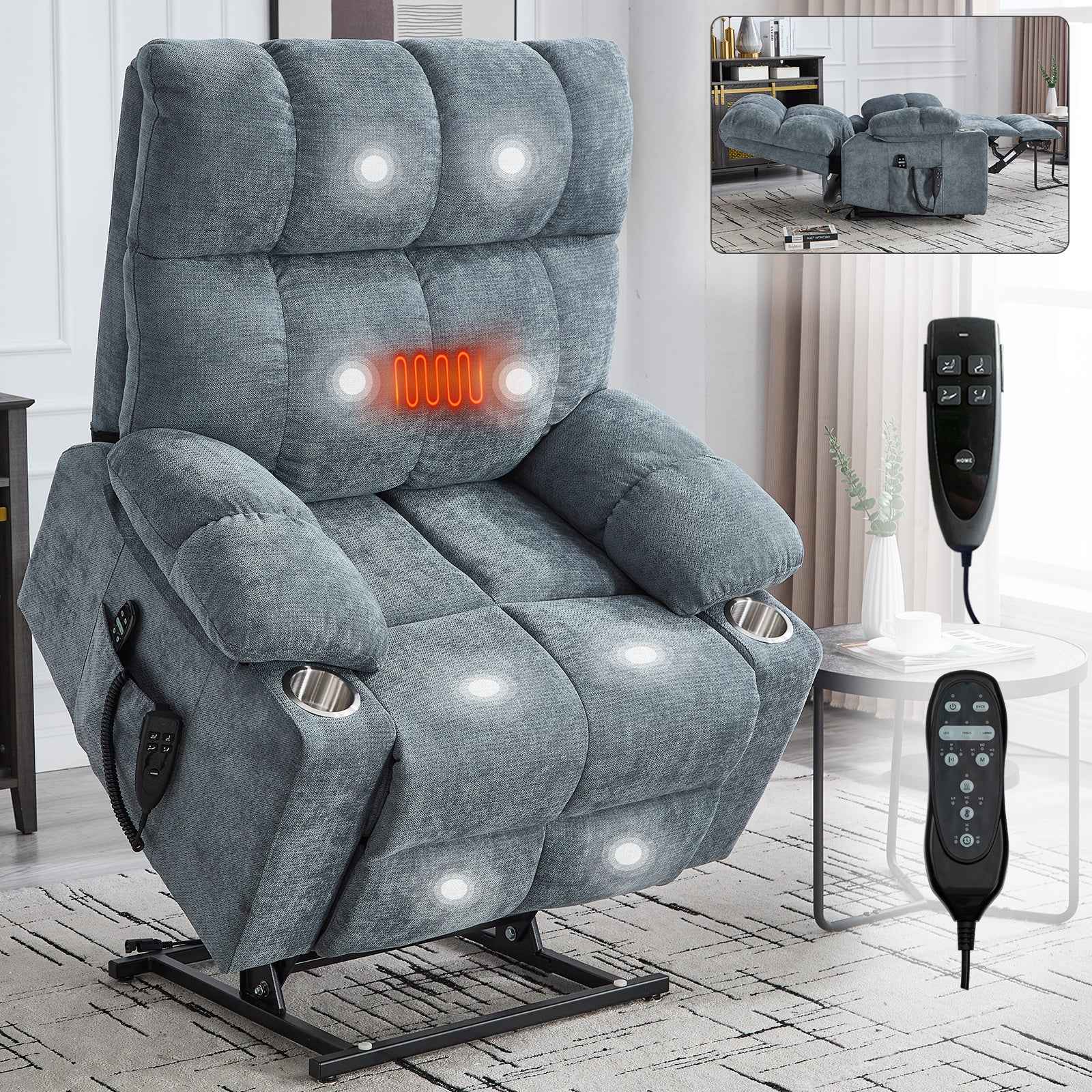 Chenille Dual-Motor Power Lift Recliner, 350 lb Capacity detail image 57
