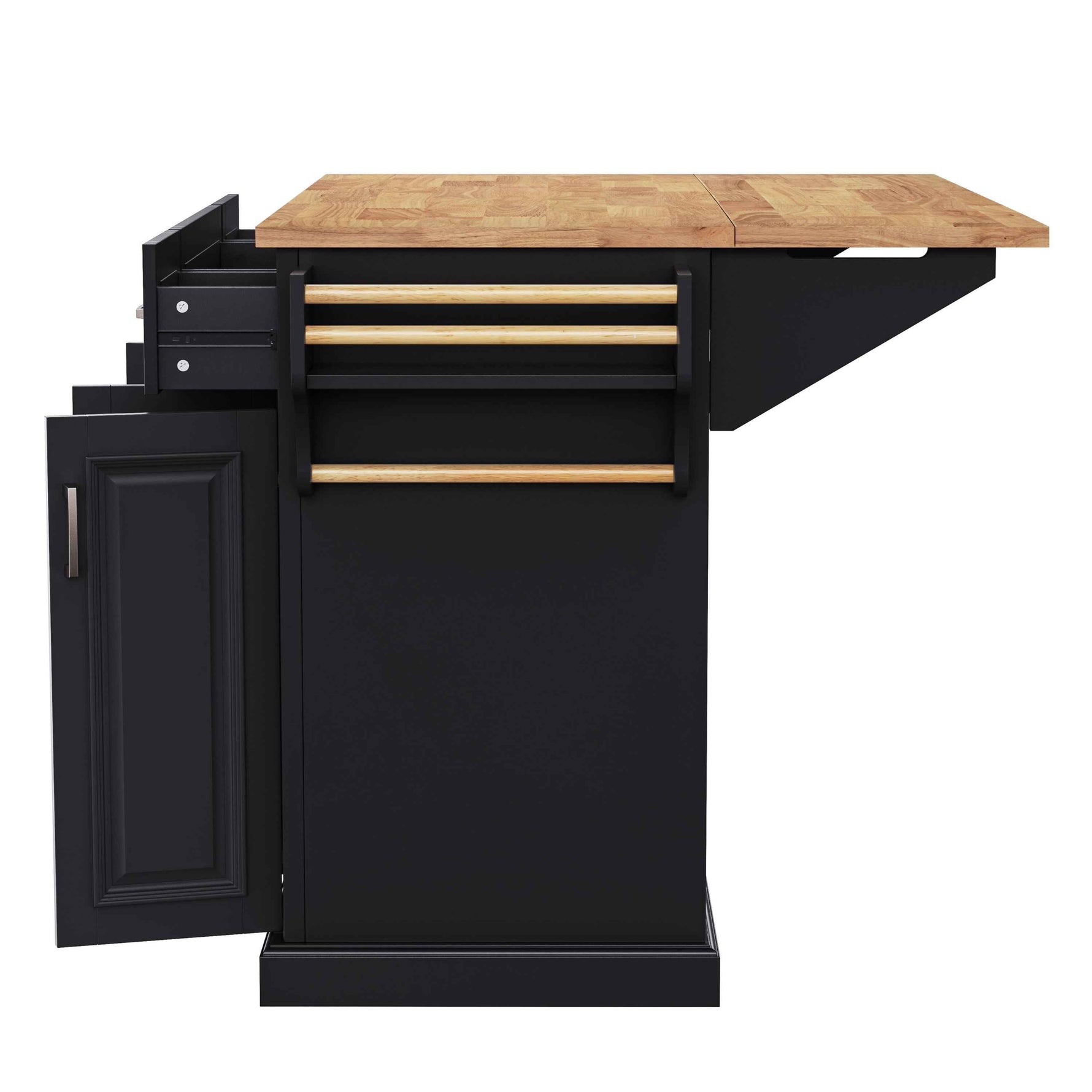 54 in. Rolling Kitchen Island with Drop Leaf & Storage product view 49