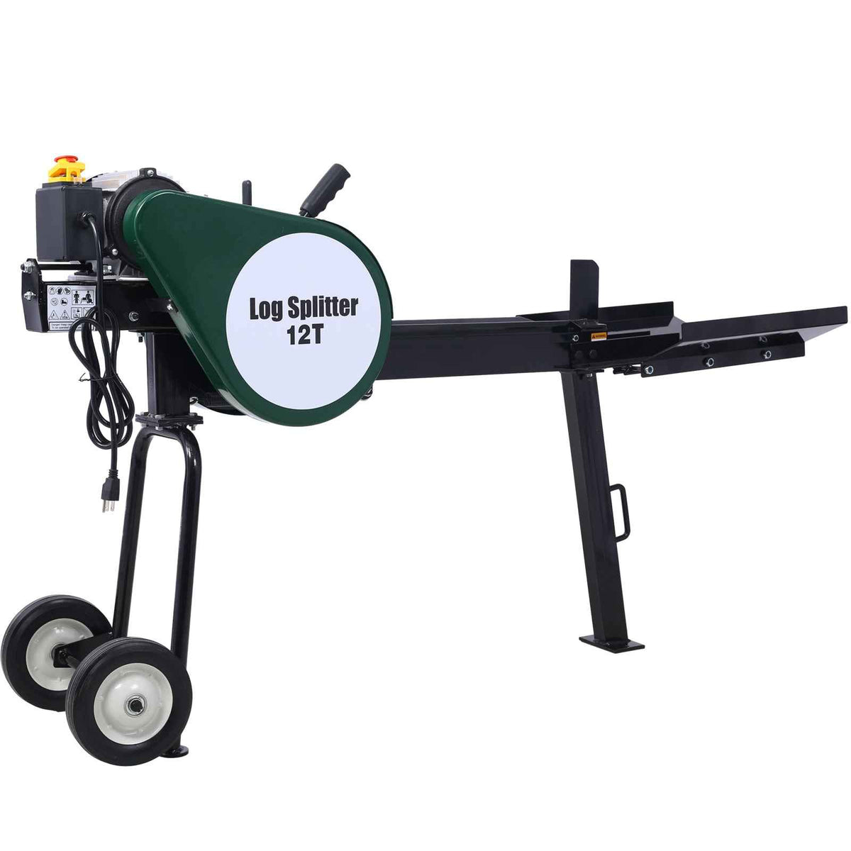 12-Ton Portable Electric Horizontal Log Splitter for workshop, garage, storage, or utility use