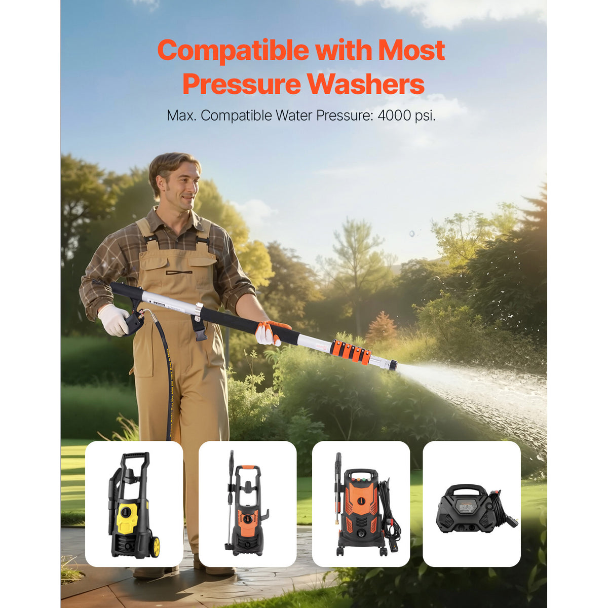 21 ft telescoping pressure washer wand with brush head and harness accessory view 8