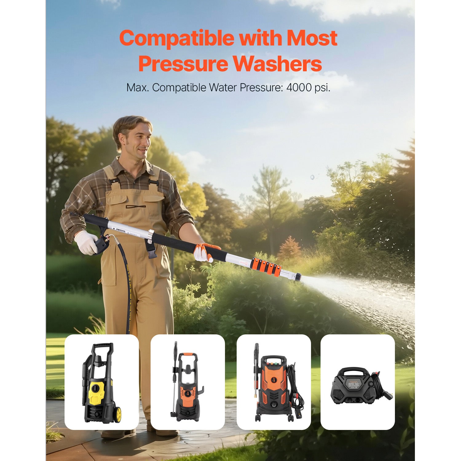 21 ft telescoping pressure washer wand with brush head and harness accessory view 8