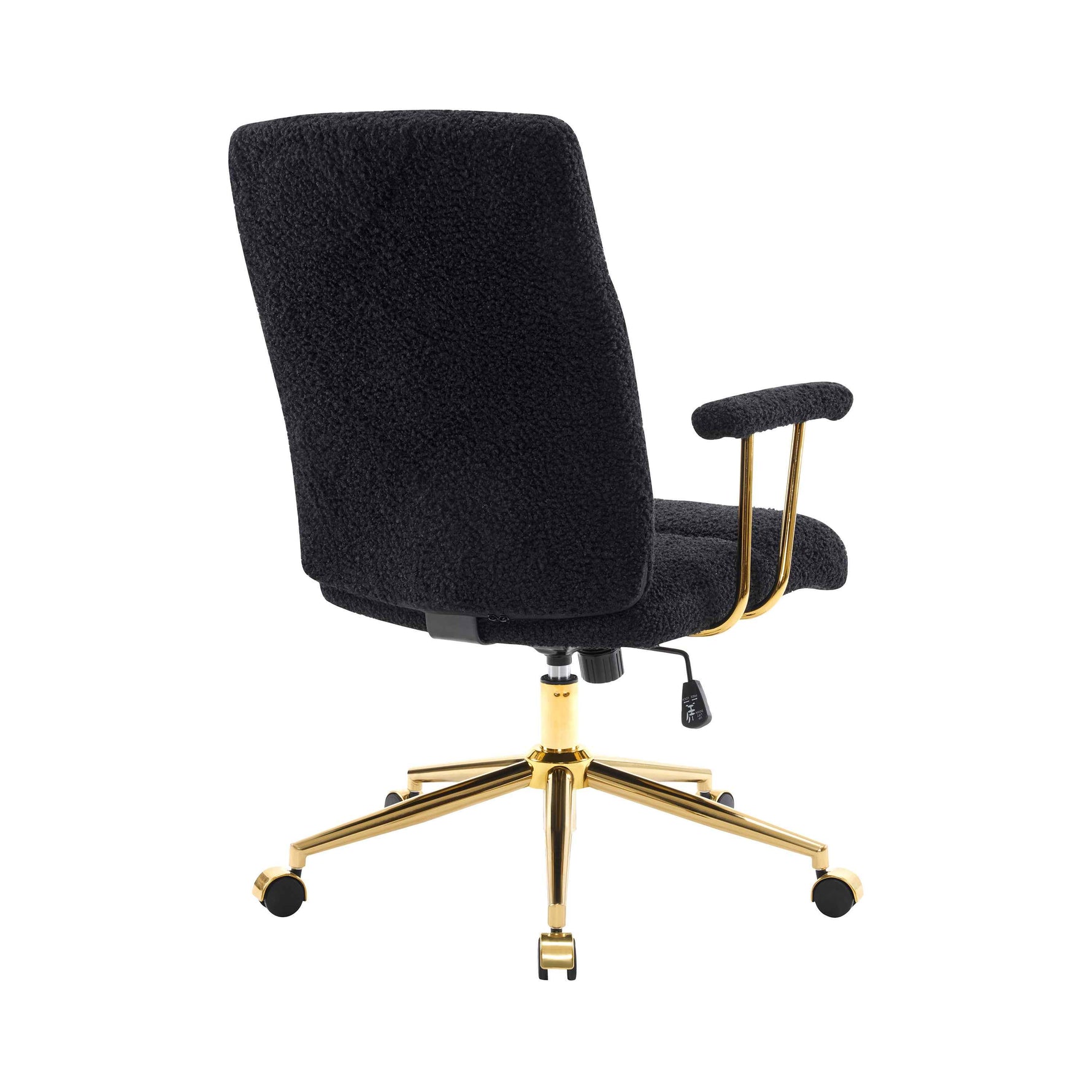 Textured Boucle Gold Office Chair with Padded Arms workspace desk setup