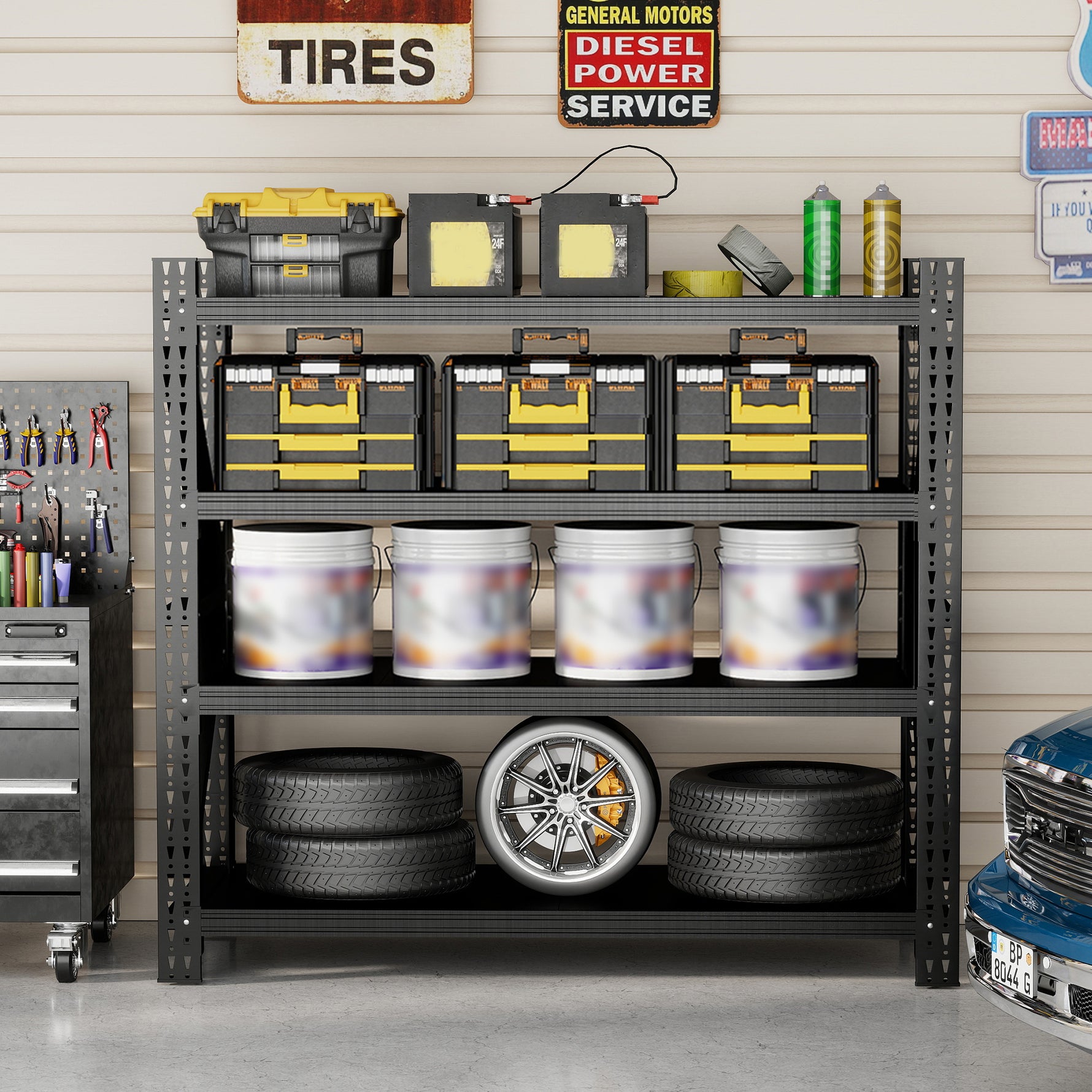 Heavy-Duty Adjustable Garage Shelving, 6000 lb Capacity for workshop, garage, storage, or utility use