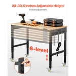 VEVOR Adjustable Height Hardwood Workbench with Power Outlets for workshop, garage, storage, or utility use