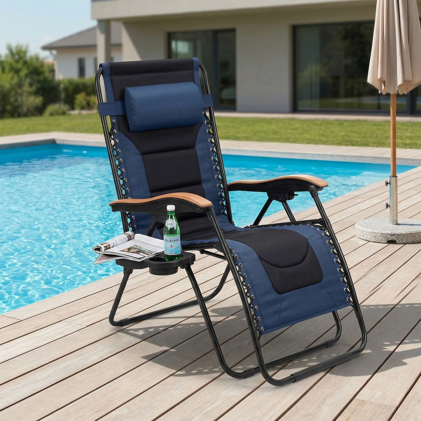 Oversized Padded Zero Gravity Chair with Cup Holder, 400 lb Capacity detail image 46