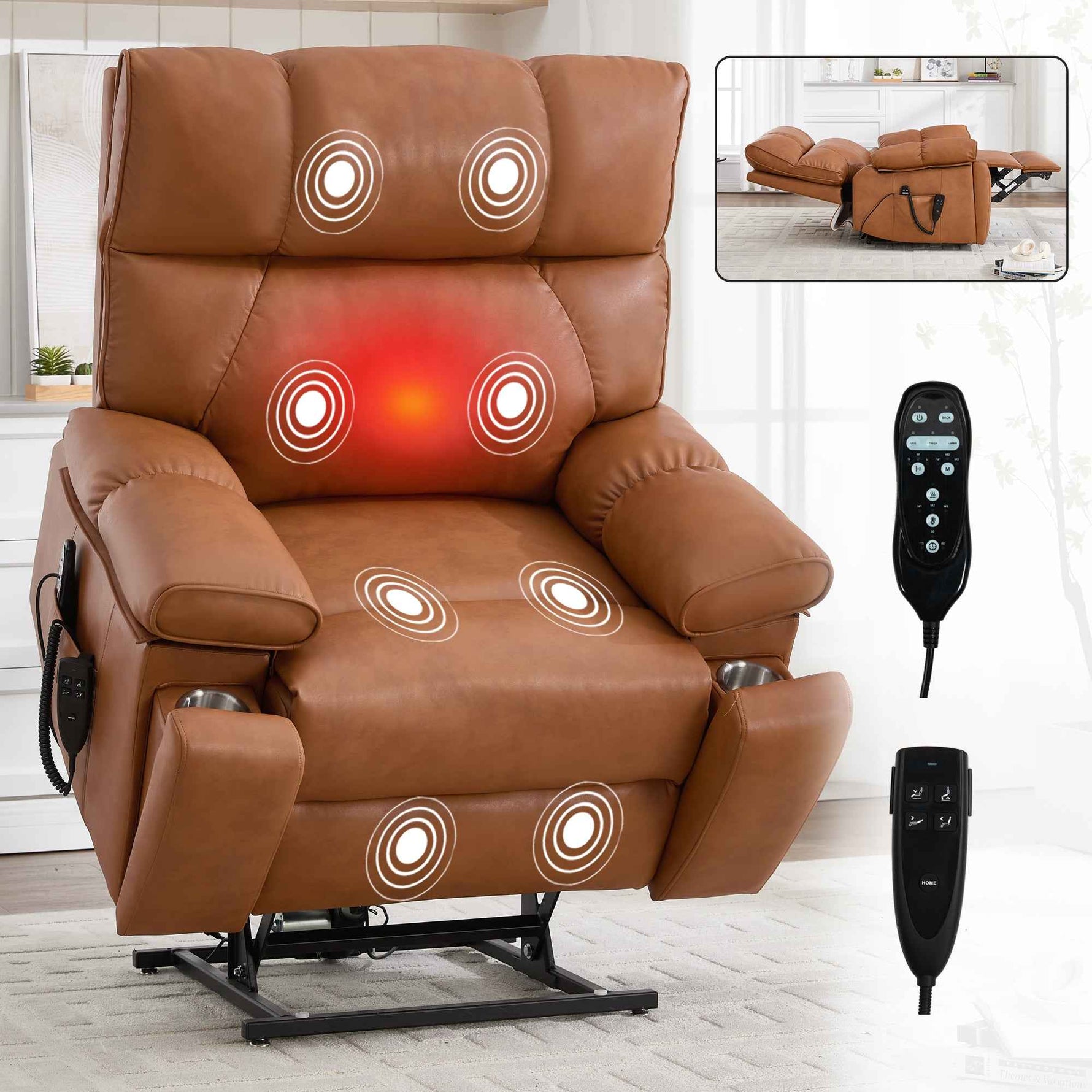 Dual-Motor Power Lift Recliner with Heat & Massage, 350 lb Capacity detail image 150
