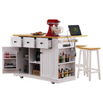 53 in. Farmhouse Kitchen Island with Power Outlet & Stools product view 33