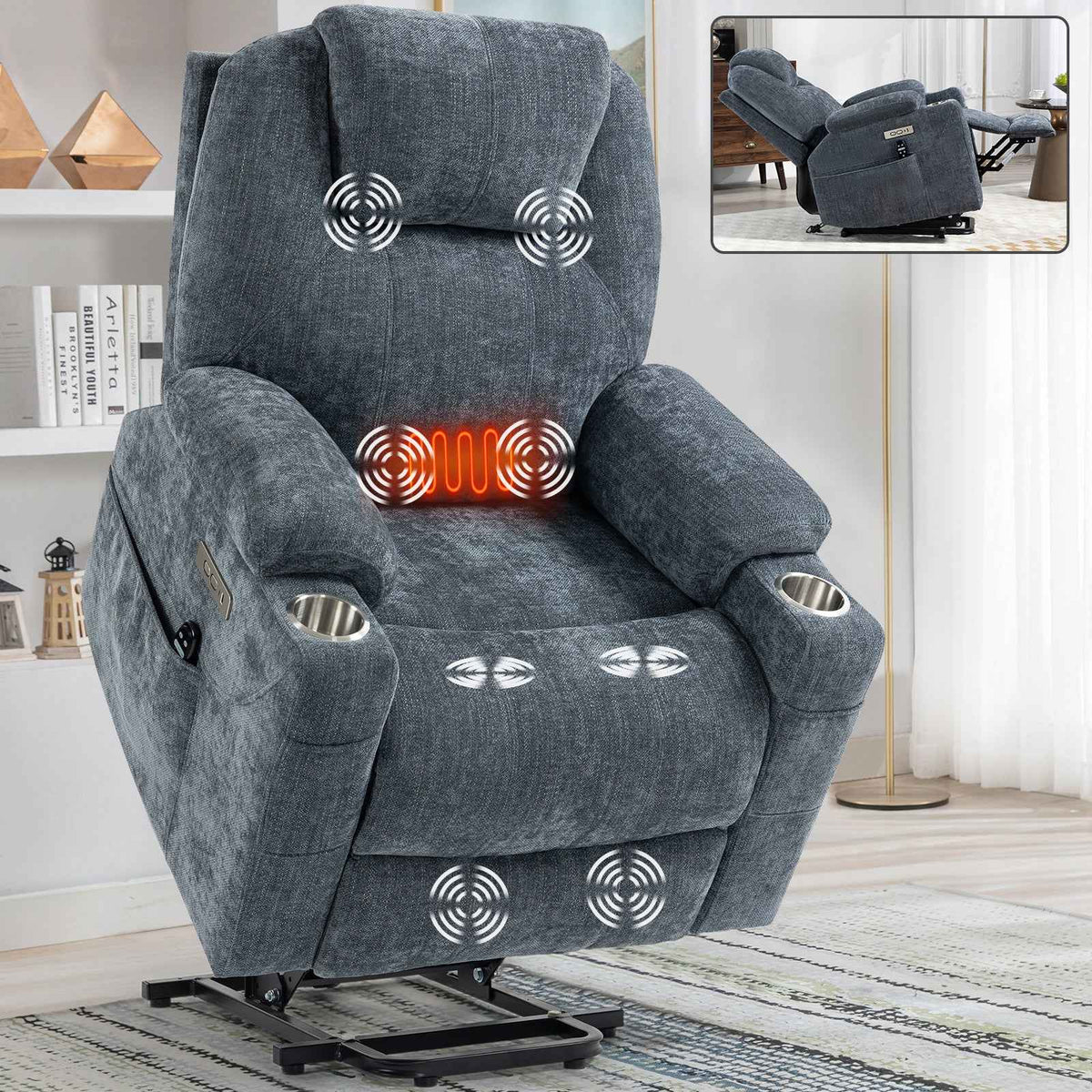 Dual-Motor Leather-Air Power Lift Recliner detail image 55