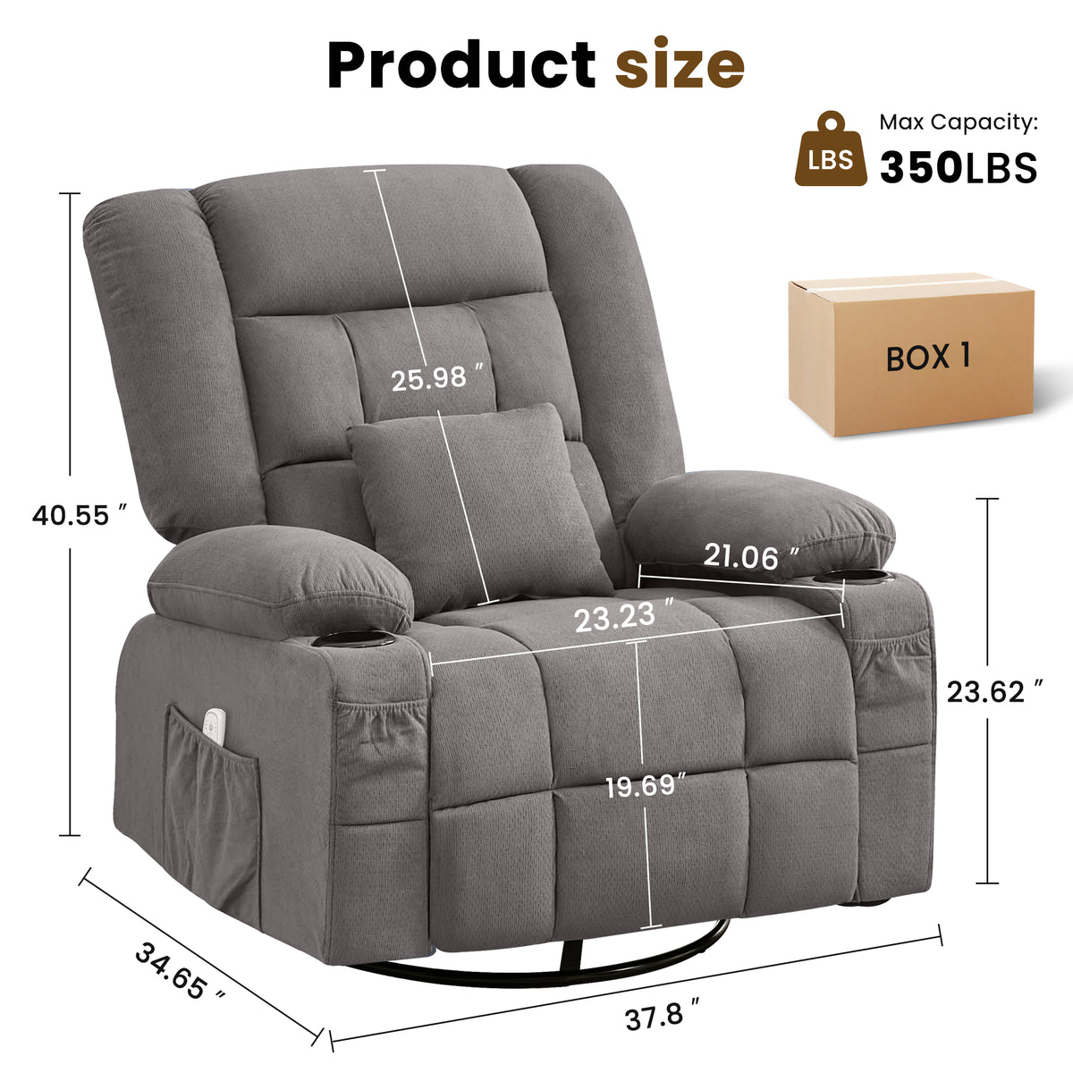 Kneading Massage Rocker Recliner with 4-Point 3D Kneading detail image 37