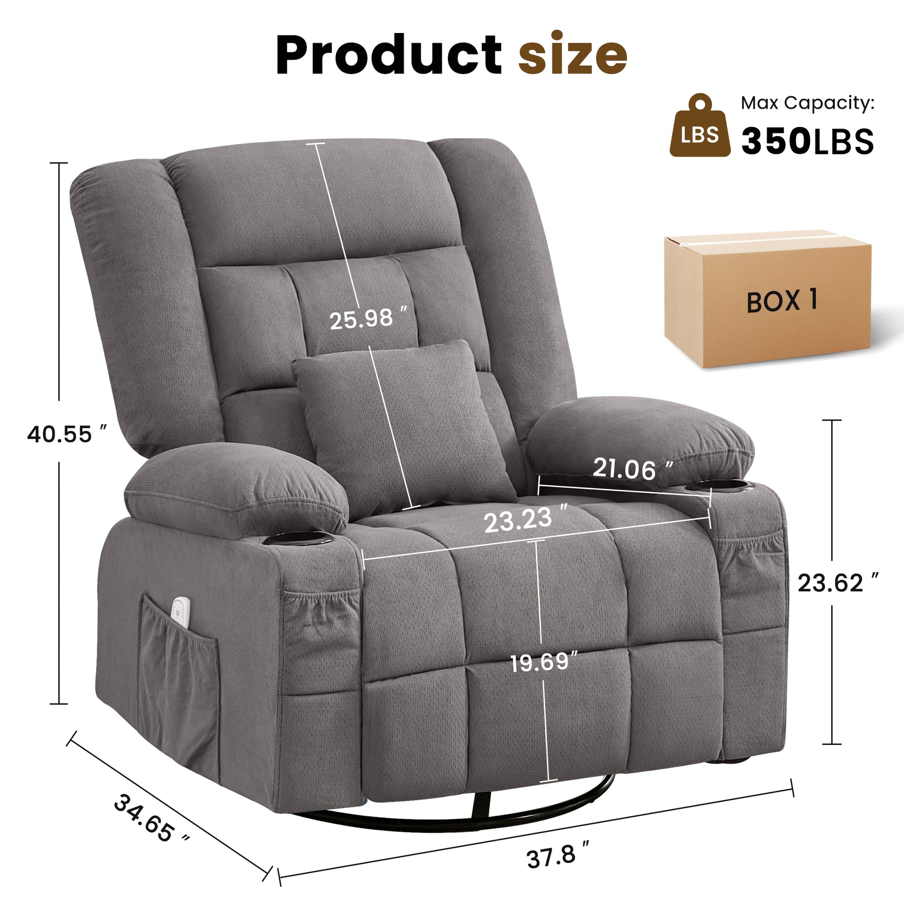 Kneading Massage Rocker Recliner with 4-Point 3D Kneading detail image 37