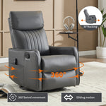 Faux Leather Heat & Massage Manual Rocker Swivel Recliner detail image 7