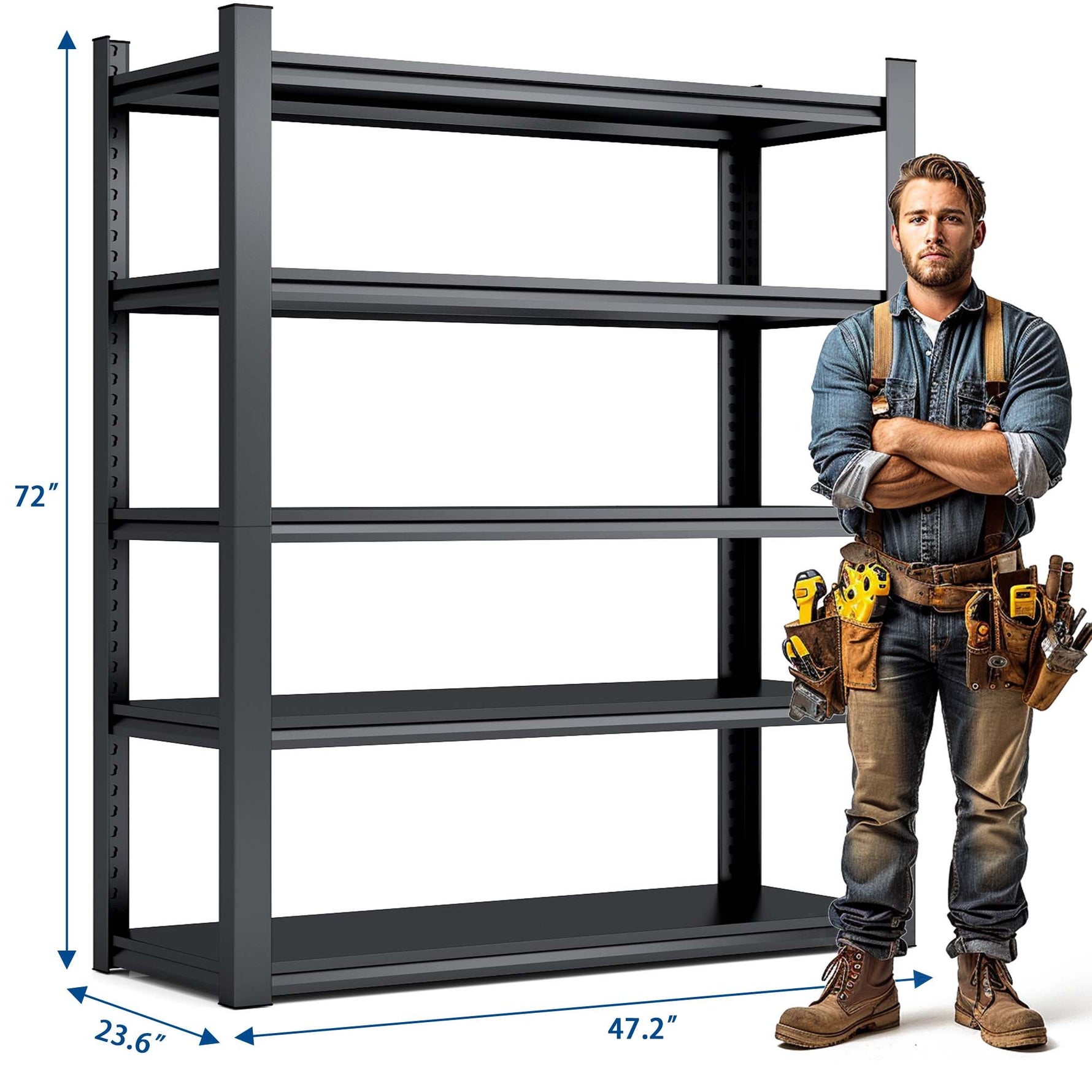 Industrial Heavy-Duty 5-Tier Adjustable Metal Shelving Unit for workshop, garage, storage, or utility use