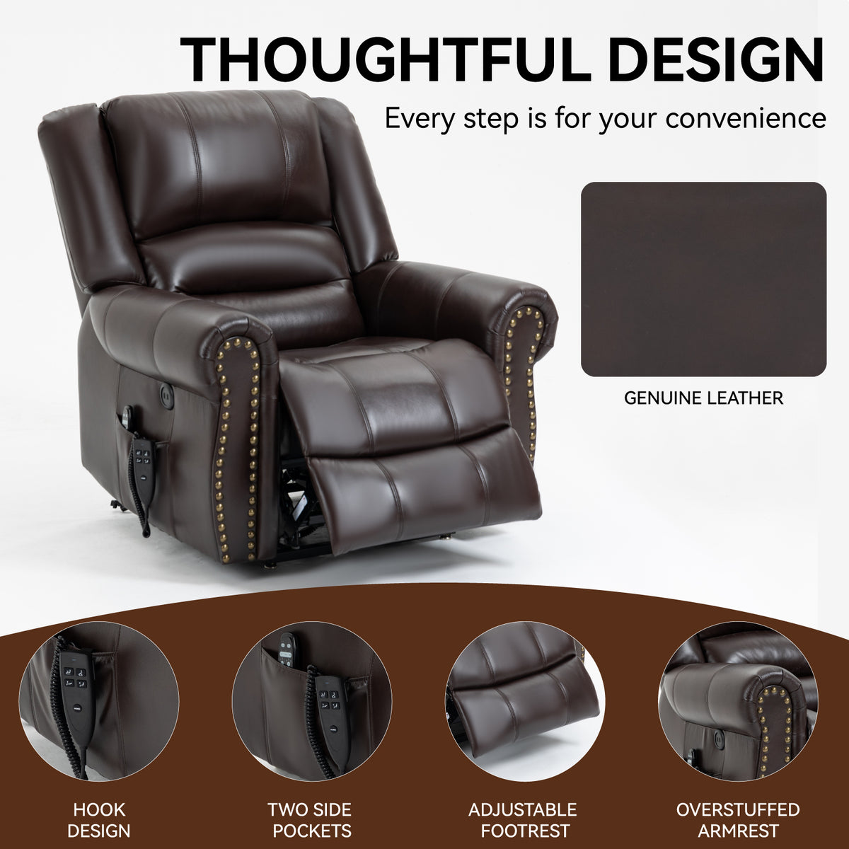 Large Dual-Motor Power Lift Heat & Massage Recliner detail image 111