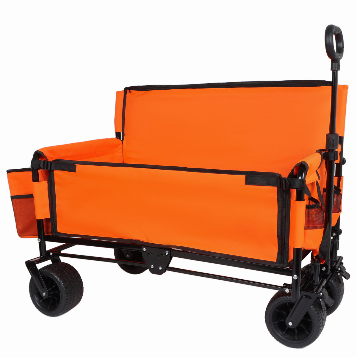 3-in-1 Folding Wagon Cart with Bench Seat & Storage for workshop, garage, storage, or utility use