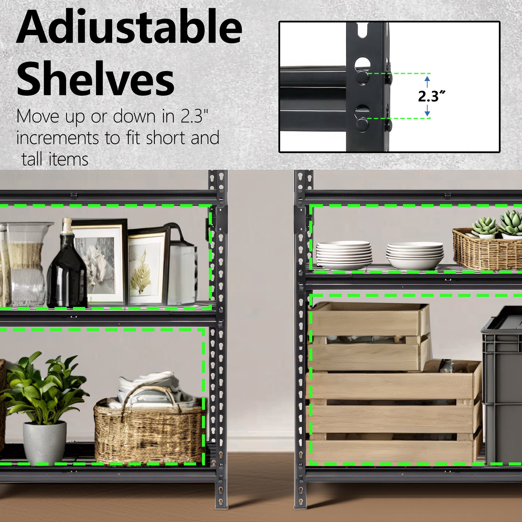 5-Tier Heavy-Duty Adjustable Metal Shelving Unit, 48" W x 24" D x 72" H for workshop, garage, storage, or utility use