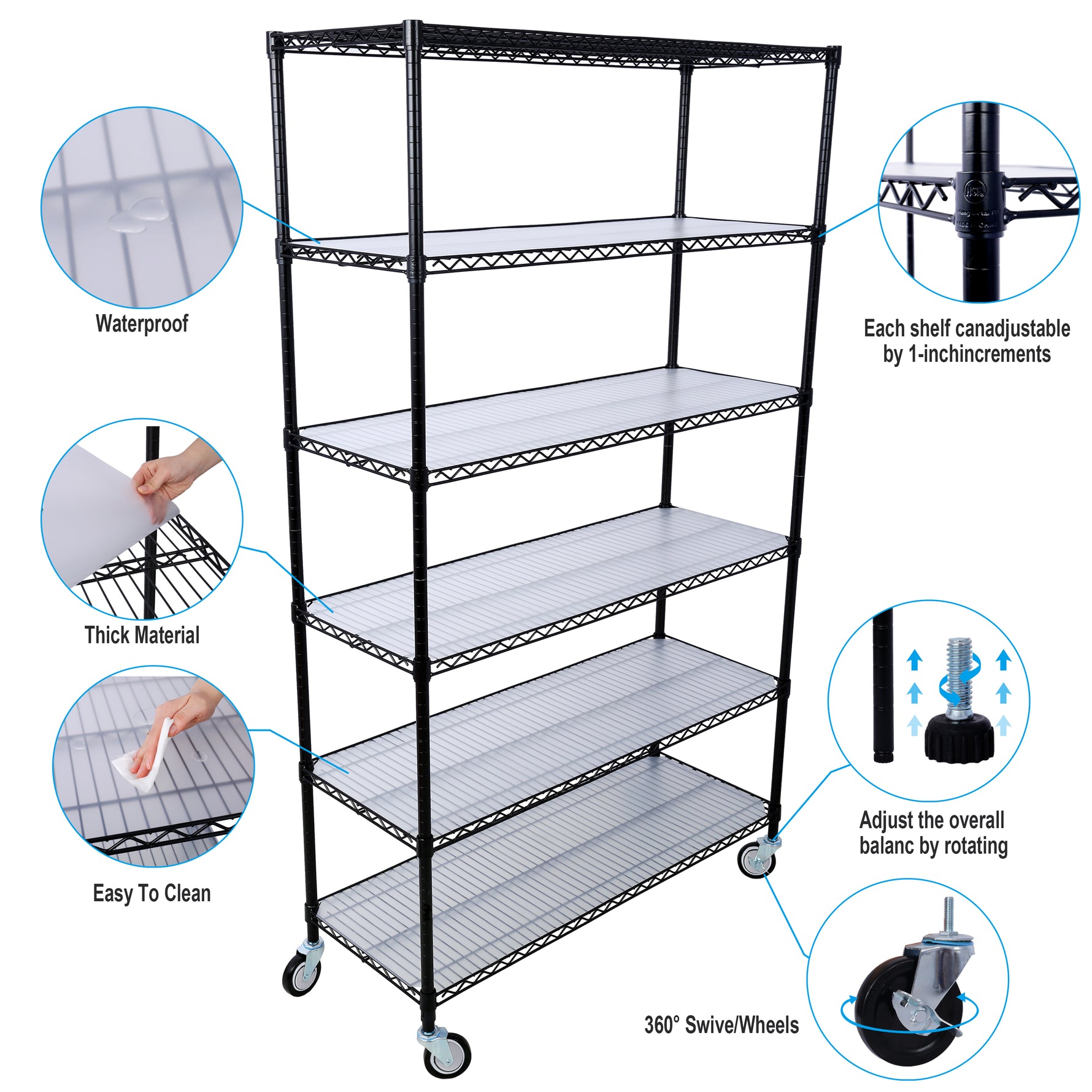 6-Tier NSF Wire Shelving Unit, 6000 lb Capacity for workshop, garage, storage, or utility use