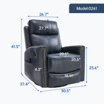 Genuine Leather Heat Massage Manual Recliner Chair with Rocker and Swivel for Living Room detail image 51