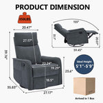 Heat Massage Manual Recliner Chair with Rocker and Swivel in Fabric for Living Room detail image 78