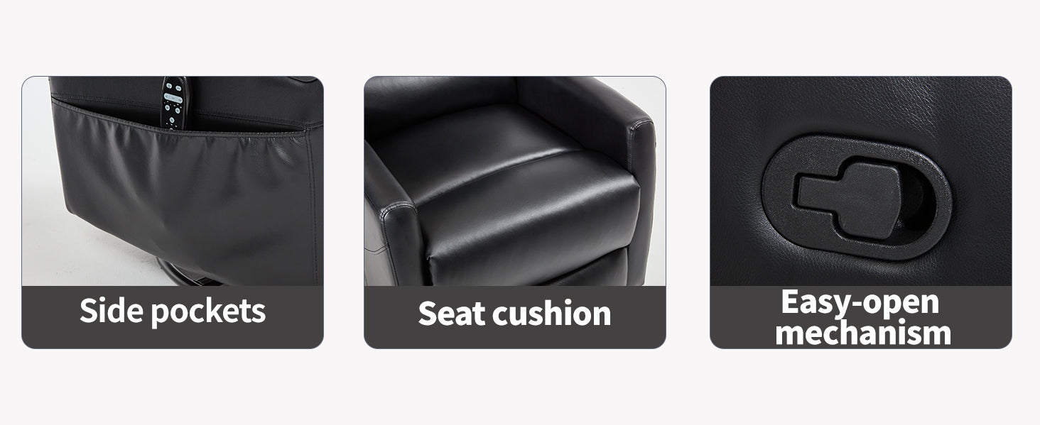 Heat Massage Manual Recliner Chair with Rocker and Swivel in Fabric for Living Room detail image 12
