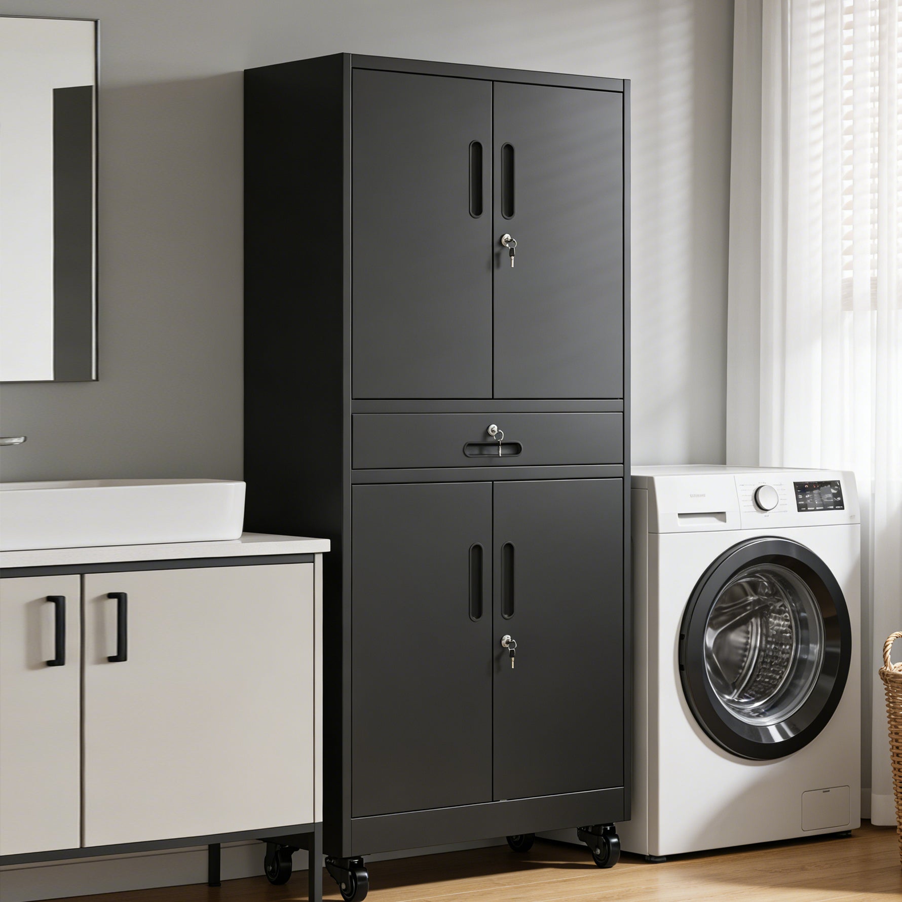 Metal Storage Cabinet with Drawer for workshop, garage, storage, or utility use