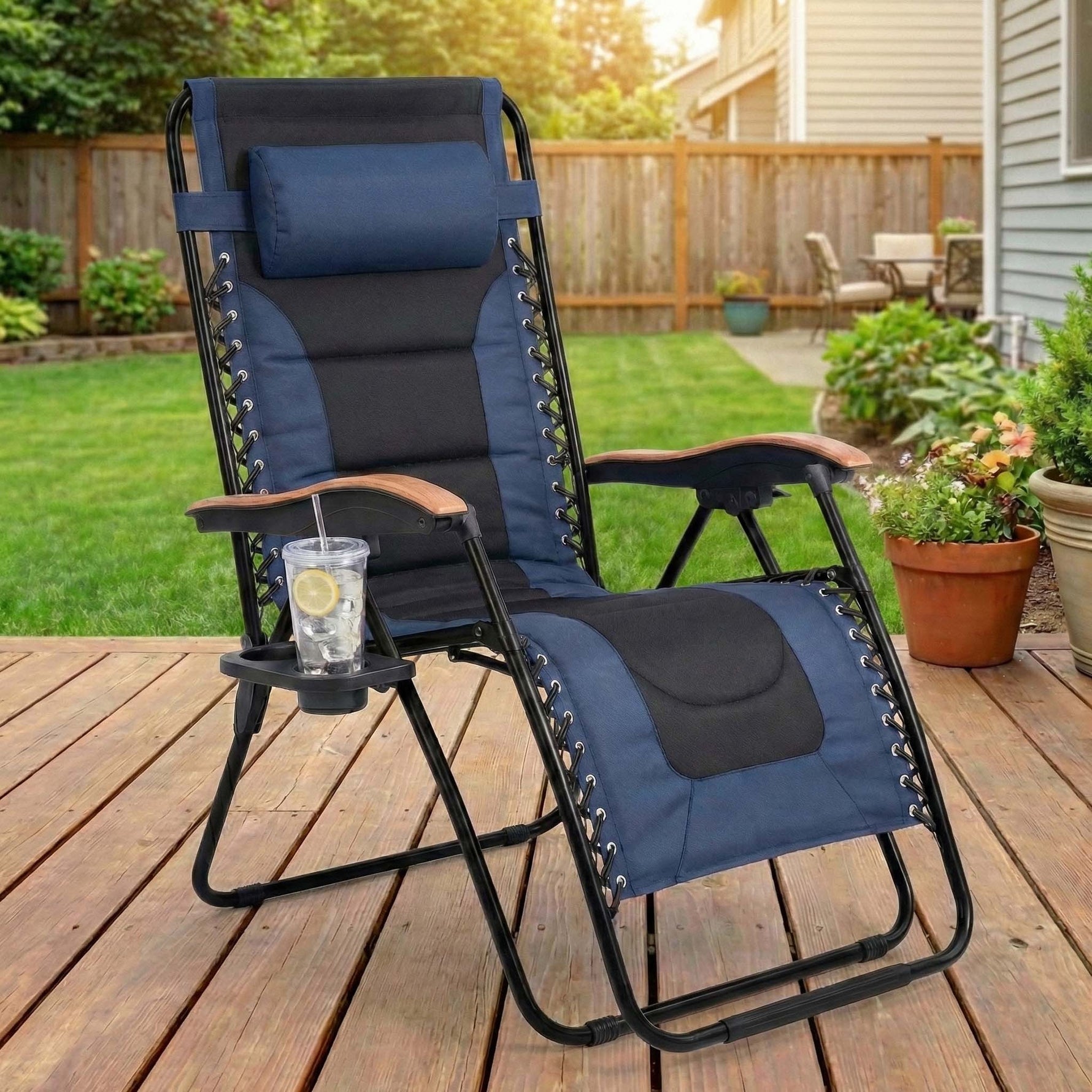 Oversized Padded Zero Gravity Chair with Cup Holder, 400 lb Capacity detail image 43