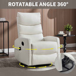 Heat Massage Manual Recliner Chair with Rocker and Swivel in Faux Leather for Living Room detail image 16