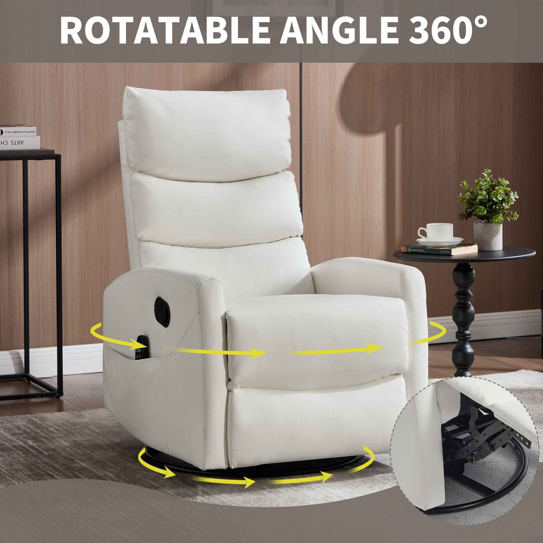 Heat Massage Manual Recliner Chair with Rocker and Swivel in Faux Leather for Living Room detail image 16