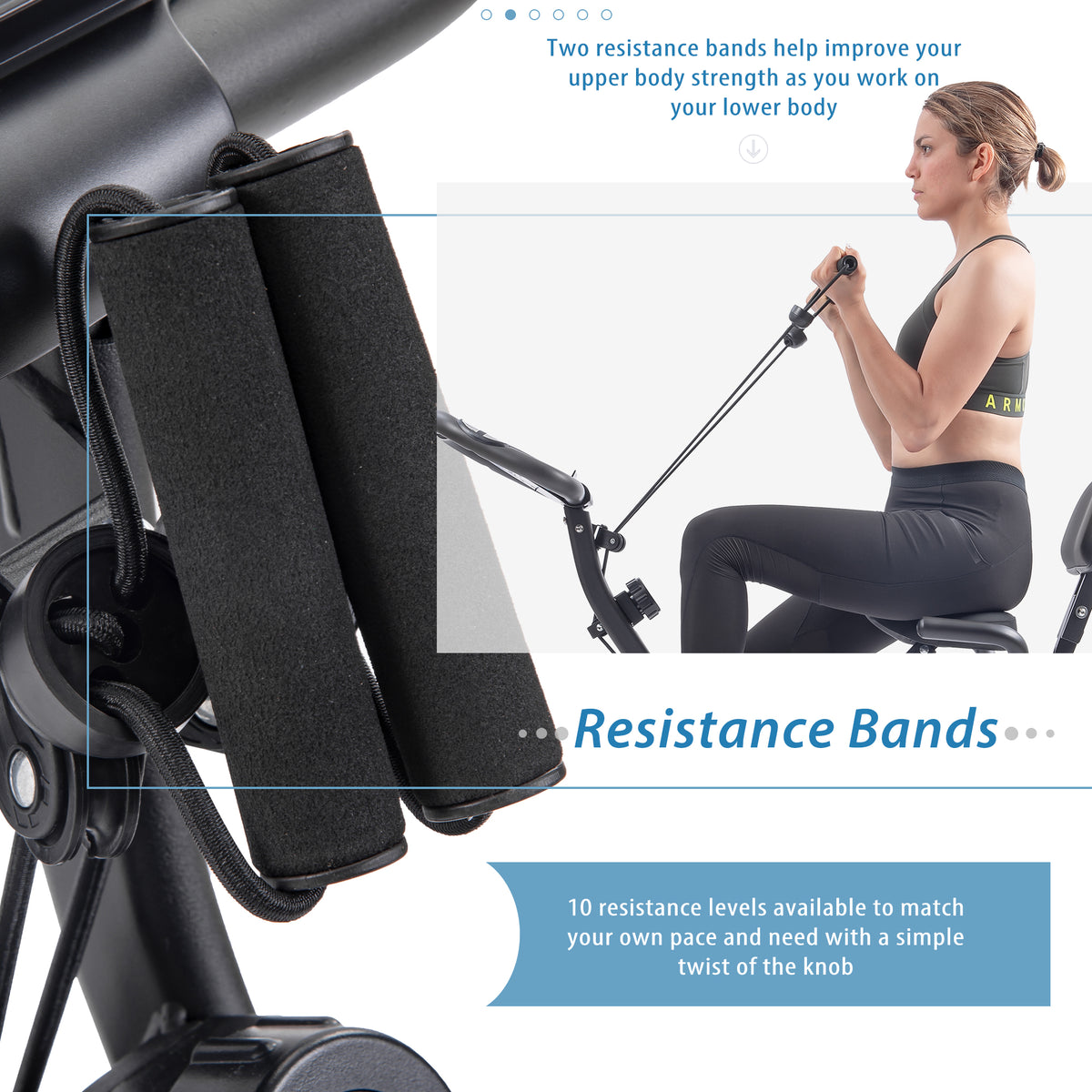 Folding Stationary Bike with 16-Level Magnetic Resistance, 300 lb Capacity detail image 52
