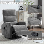 Heat Massage Manual Recliner Chair with Rocker and Swivel in Fabric for Living Room detail image 38