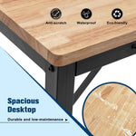 Adjustable Height Heavy-Duty Workbench, Rubber Wood Top Workstation with Power Outlets for workshop, garage, storage, or utility use