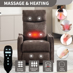 Heat Massage Manual Recliner Chair with Rocker and Swivel in Fabric for Living detail image 27