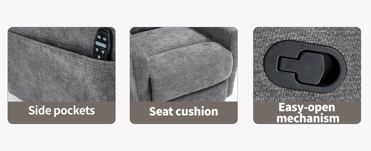 Heat Massage Manual Recliner Chair with Rocker and Swivel in Fabric for Living Room detail image 46