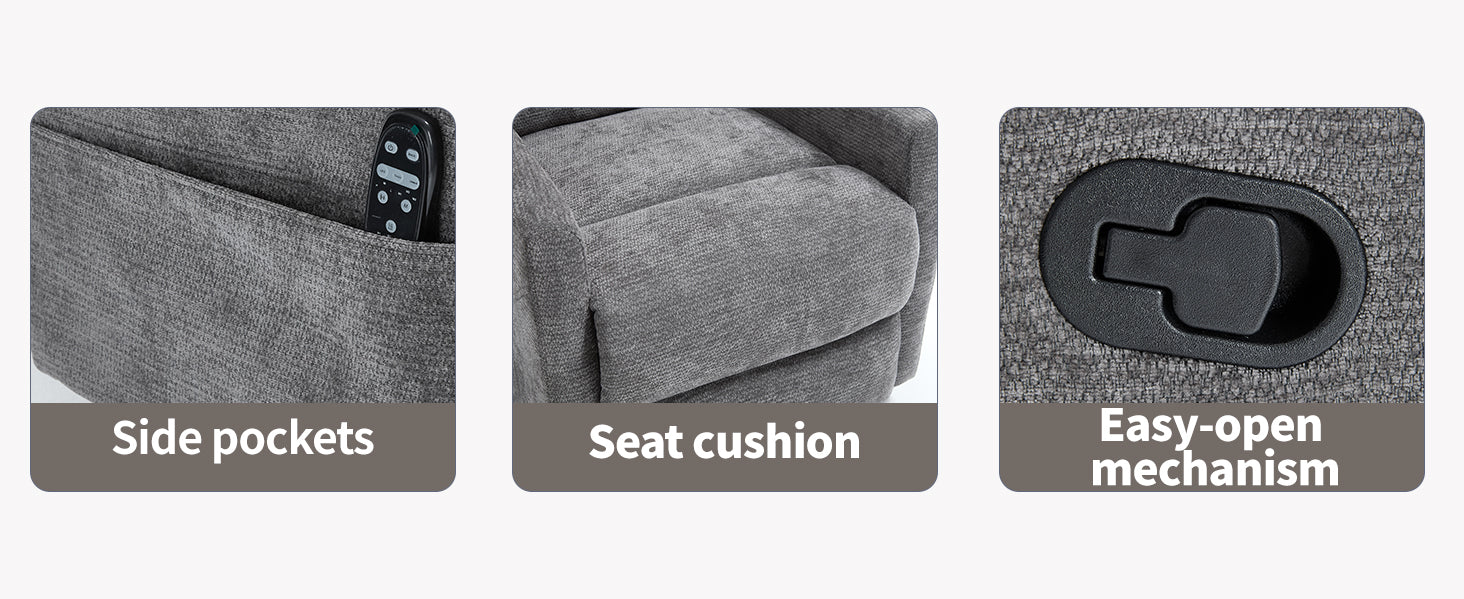 Heat Massage Manual Recliner Chair with Rocker and Swivel in Fabric for Living Room detail image 46
