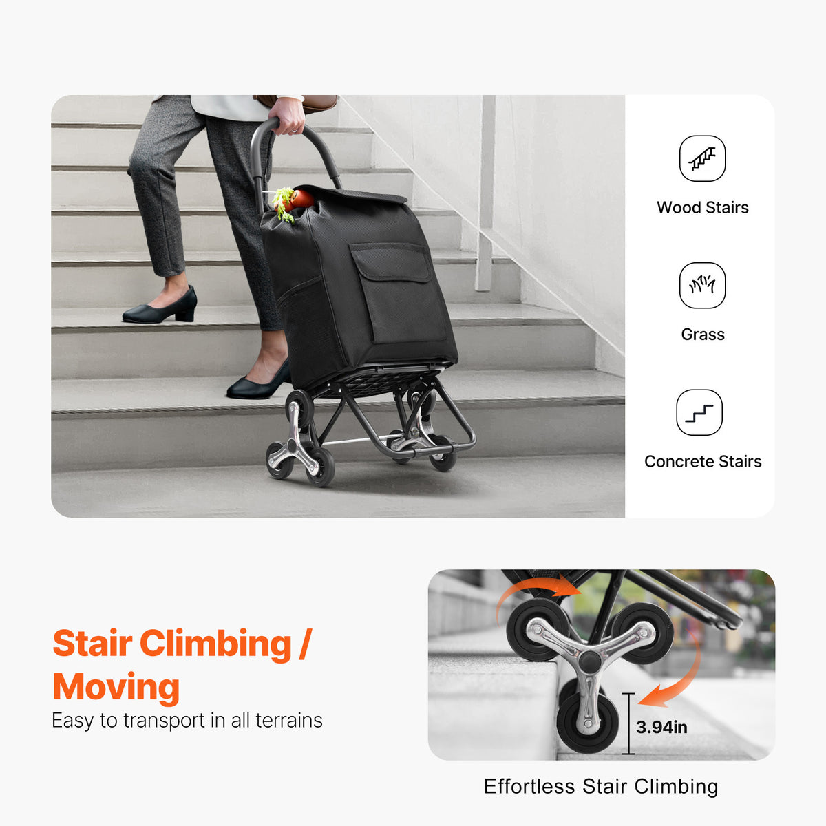 VEVOR Foldable Stair-Climbing Cart for workshop, garage, storage, or utility use