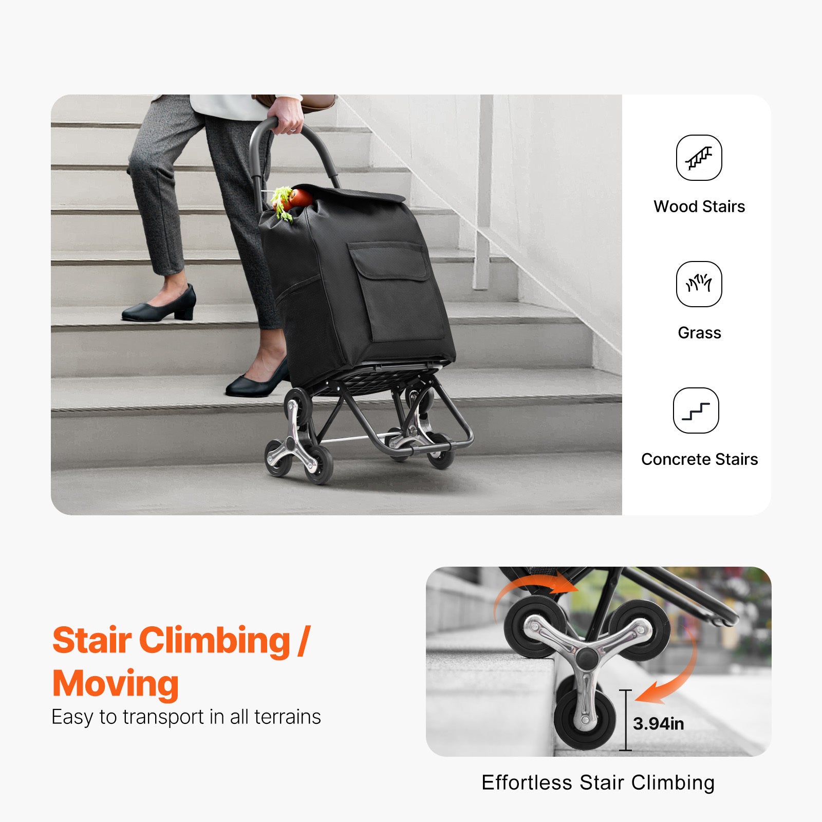 VEVOR Foldable Stair-Climbing Cart for workshop, garage, storage, or utility use