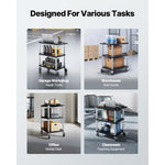 Heavy-Duty Rolling Utility Service Cart with 360° Swivel Wheels for workshop, garage, storage, or utility use