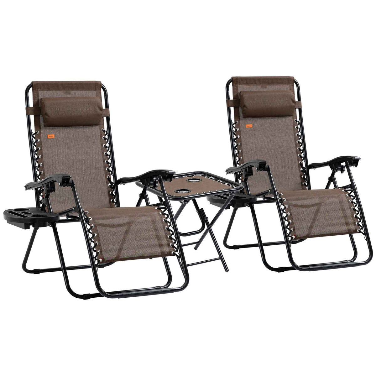 Outsunny Zero Gravity Chair Set with Side Table and Cup Holder product image