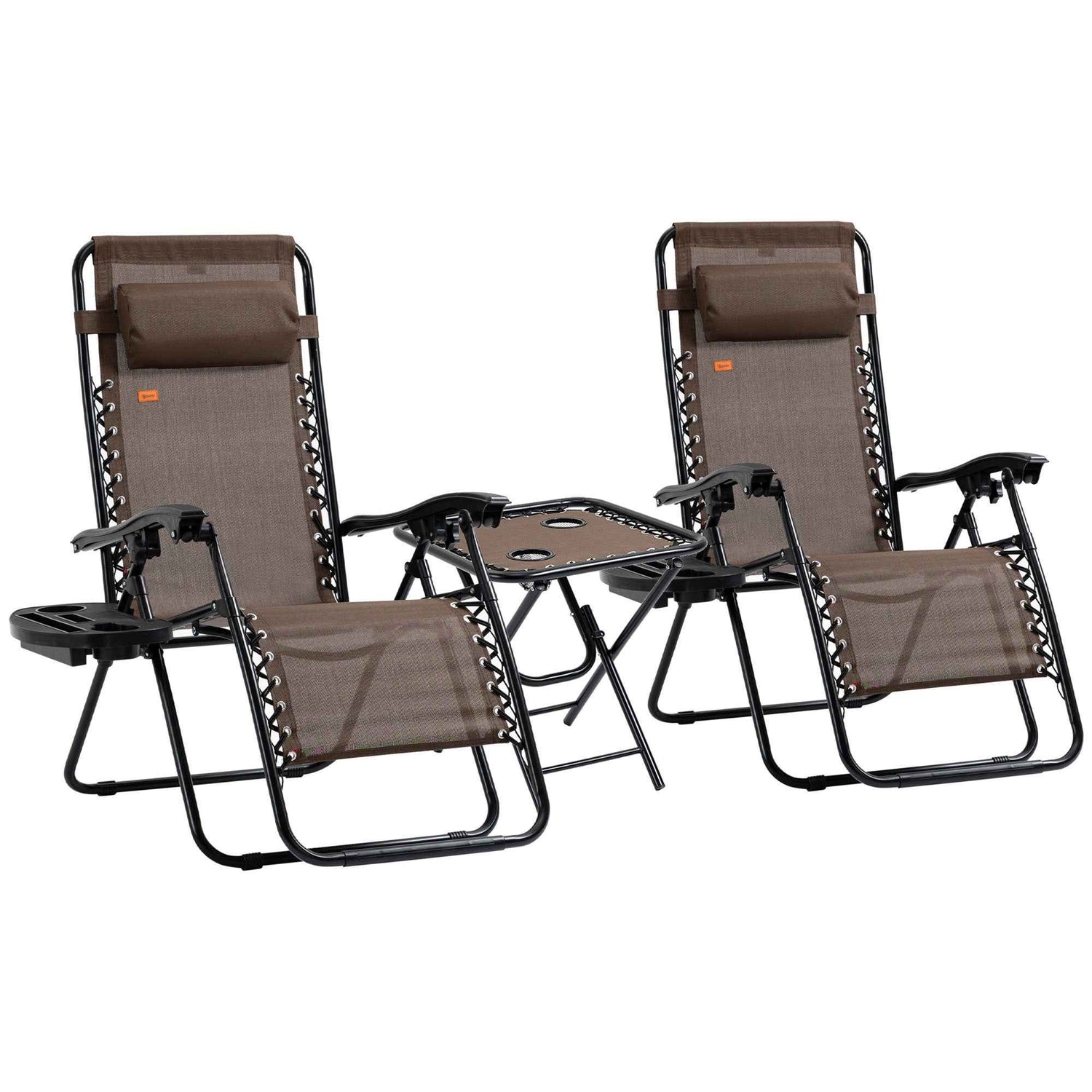 Outsunny Zero Gravity Chair Set with Side Table and Cup Holder product image