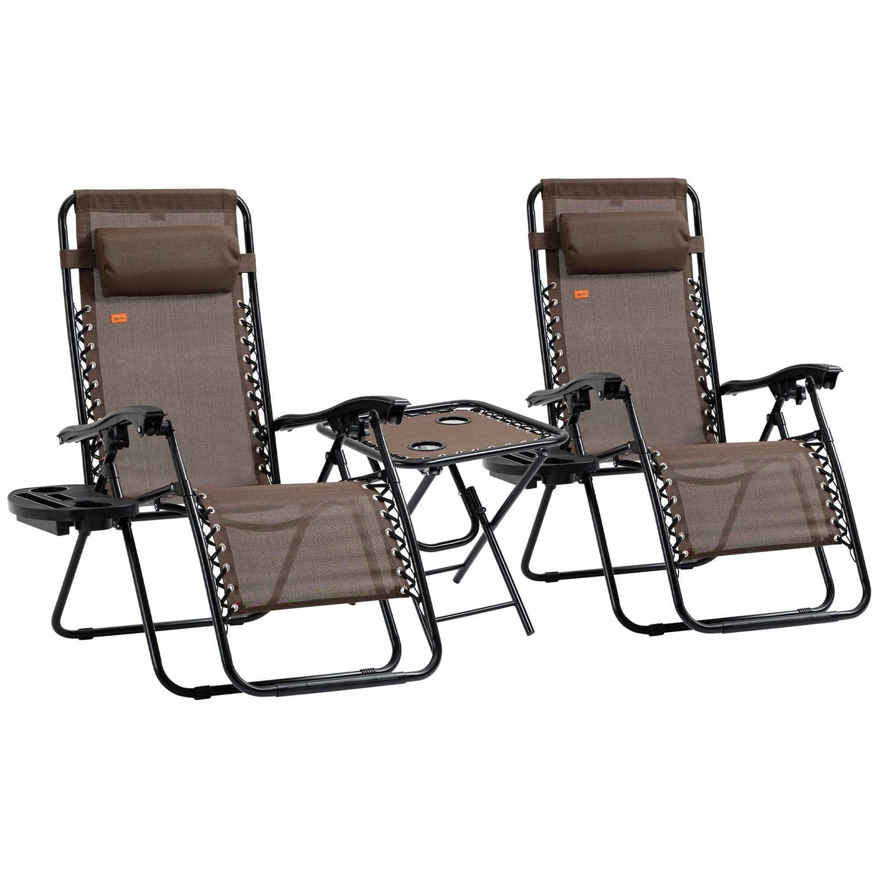 Outsunny Zero Gravity Chair Set with Side Table and Cup Holder product image