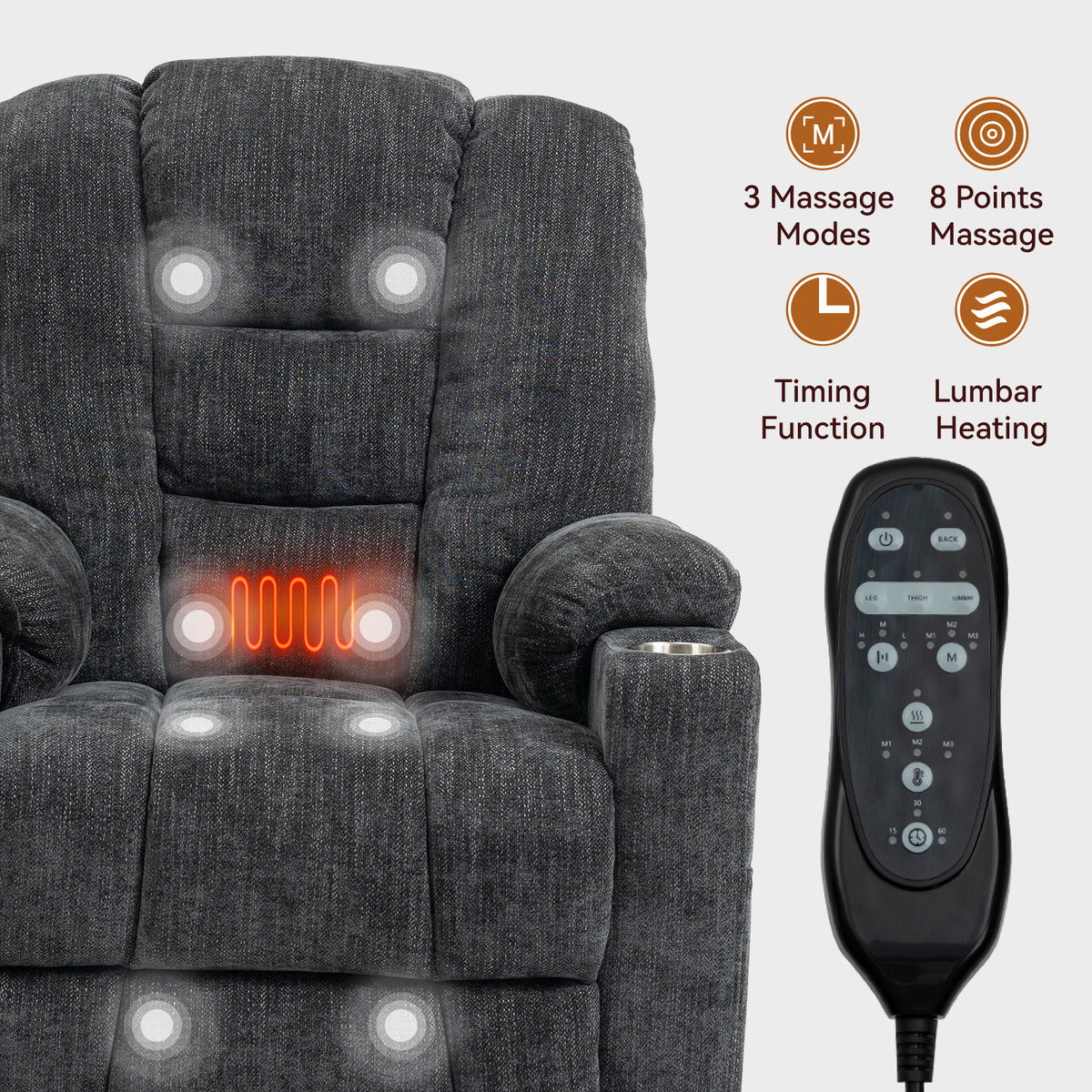Large Power Lift Heat & Massage Recliner detail image 16