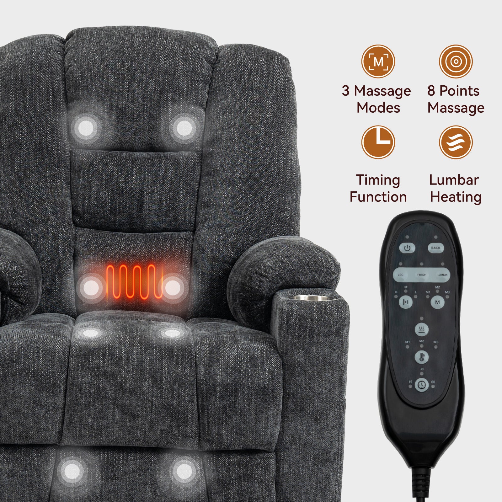 Large Power Lift Heat & Massage Recliner detail image 16