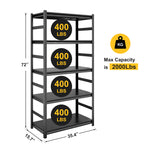 5-Tier Heavy-Duty Adjustable Metal Storage Rack for workshop, garage, storage, or utility use
