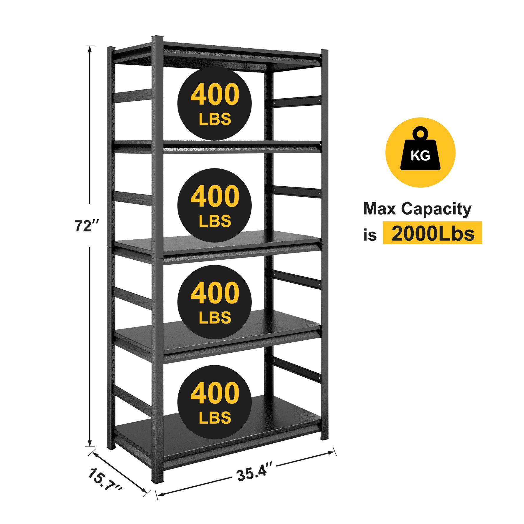 5-Tier Heavy-Duty Adjustable Metal Storage Rack for workshop, garage, storage, or utility use