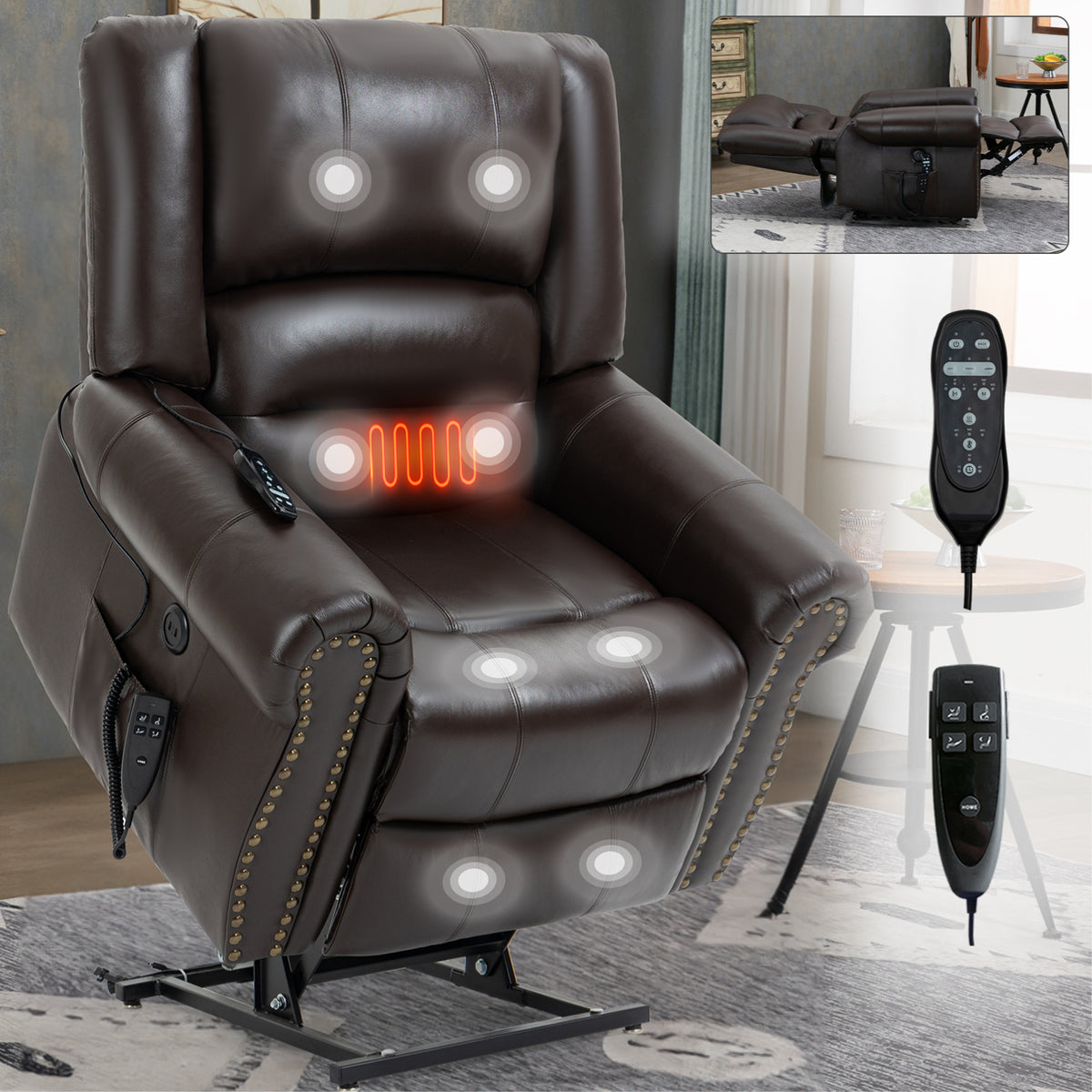Dual-Motor Power Lift Heat & Massage Recliner detail image 19