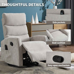 Heat Massage Manual Recliner Chair with Rocker and Swivel in Fabric for Living Room detail image 26