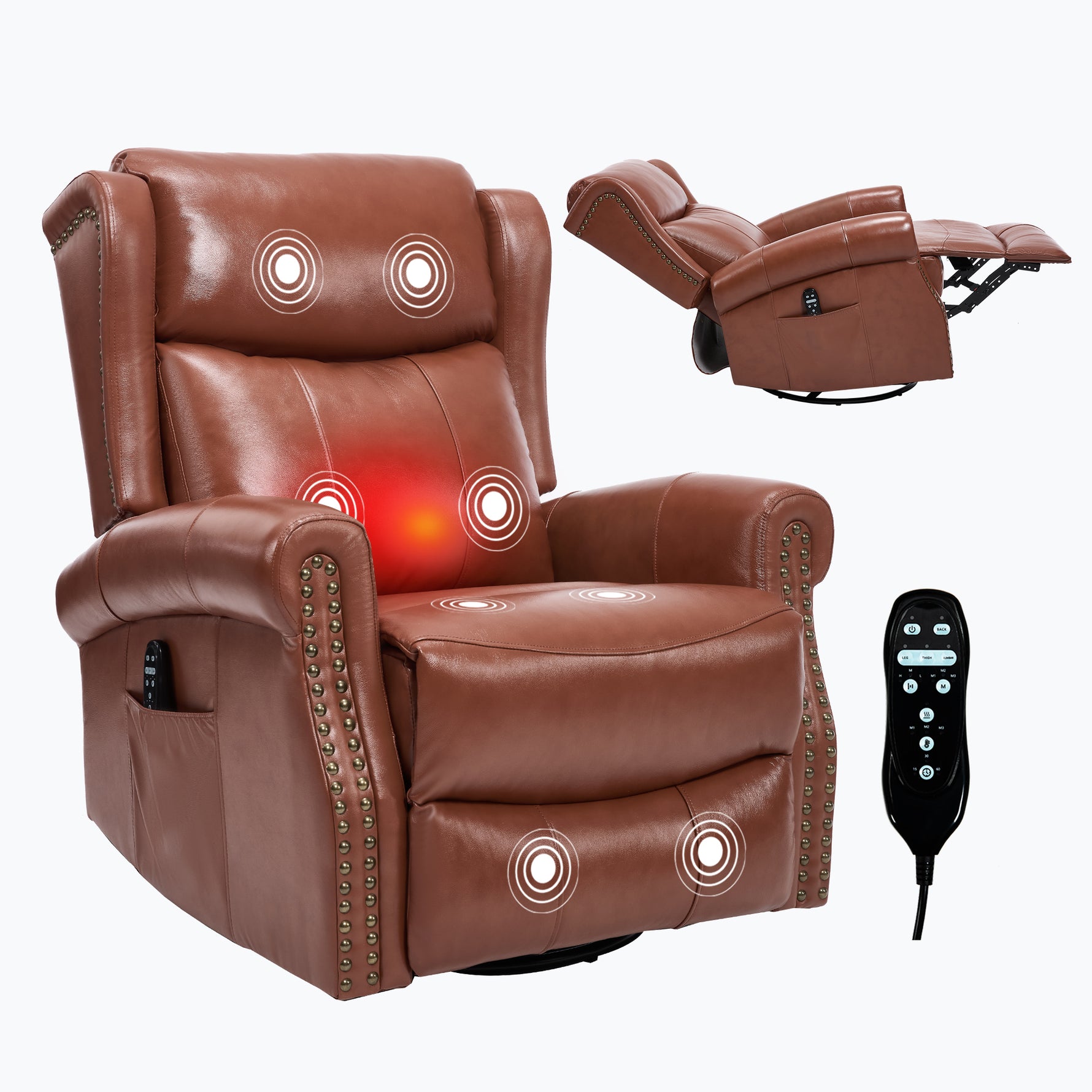 Heat Massage Manual Recliner Chair with Rocker and Swivel for Living Room detail image 135