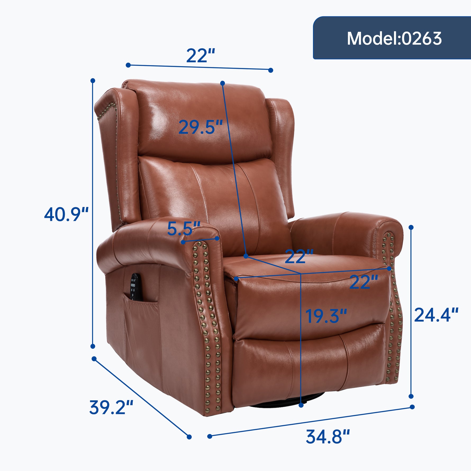 Heat Massage Manual Recliner Chair with Rocker and Swivel for Living Room detail image 136