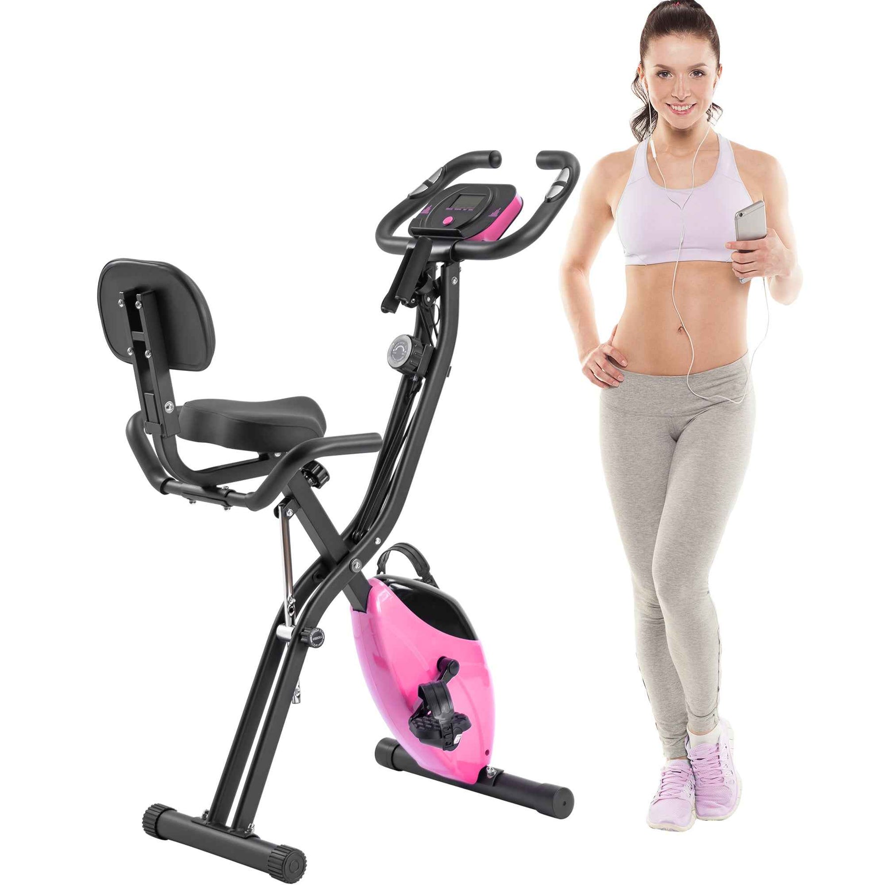 Folding Stationary Bike with 16-Level Magnetic Resistance, 300 lb Capacity detail image 4