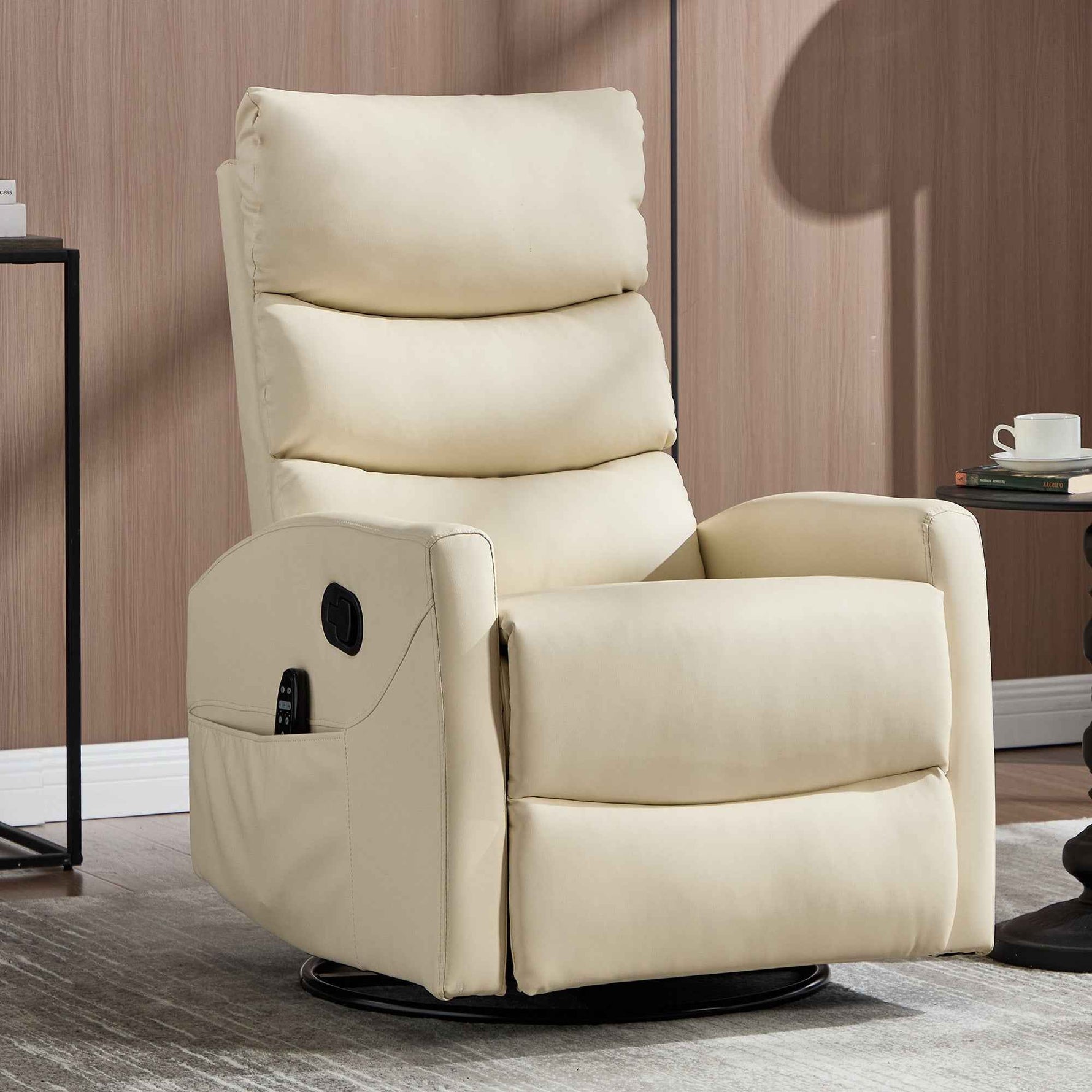 Heat Massage Manual Recliner Chair with Rocker and Swivel in Faux Leather for Living Room detail image 25