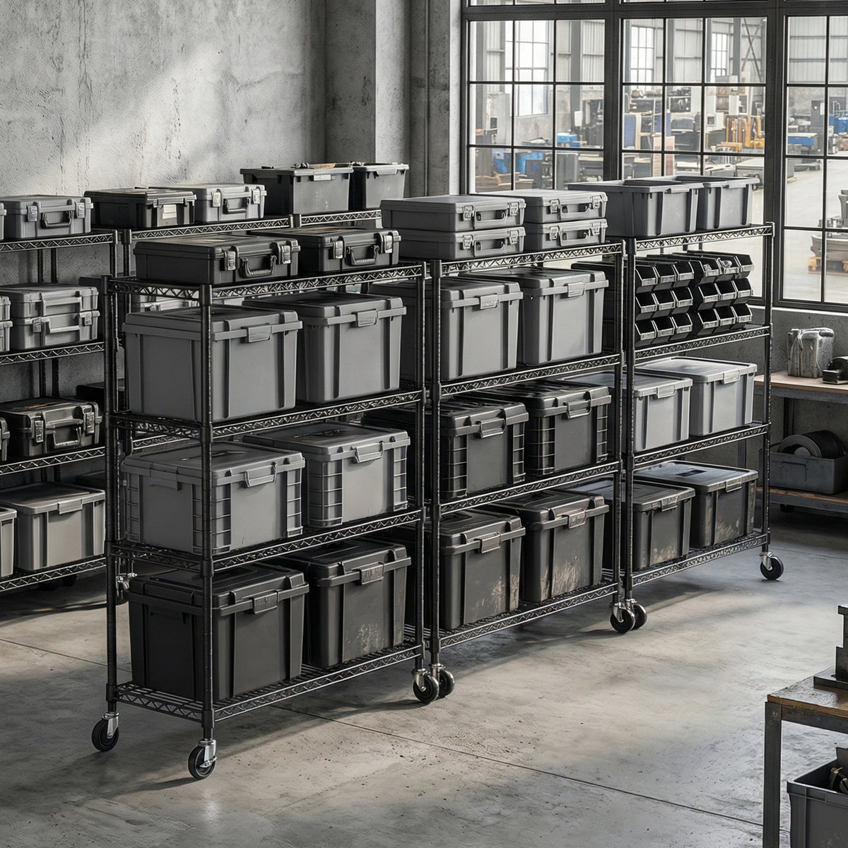 2640 lb Industrial 4-Tier Metal Shelving Unit for workshop, garage, storage, or utility use